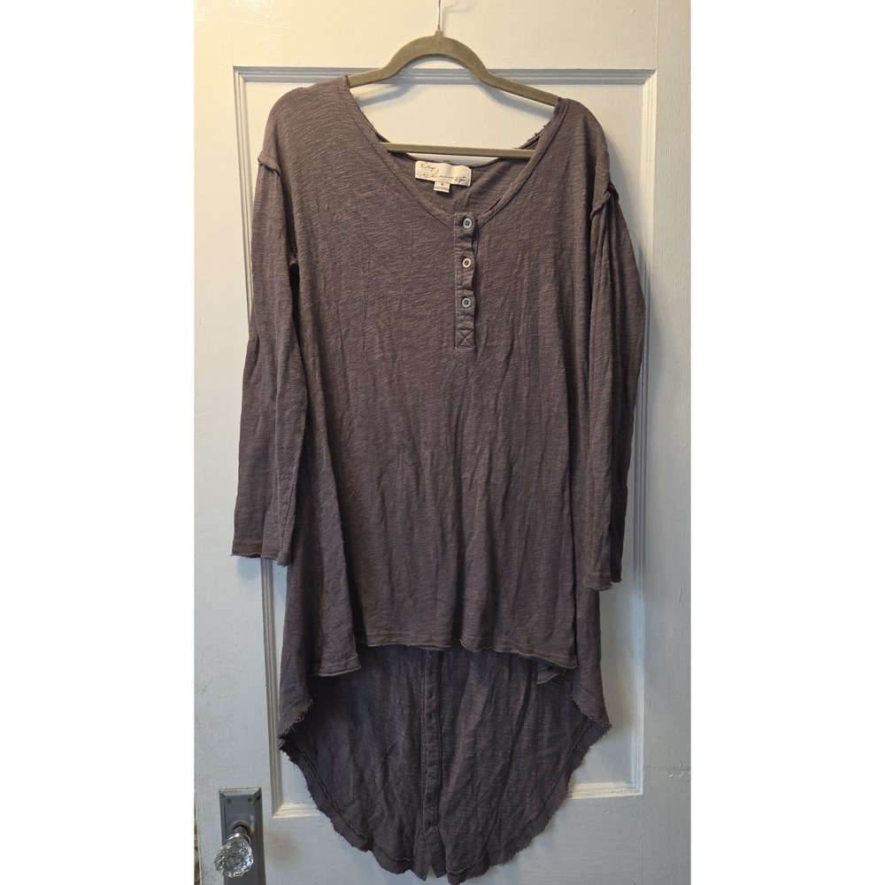 Vintage Havanna High Low Dress. Lagenlook. Buttons. Relaxed Fit. Grey. Medium